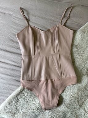 Guess Blush Pink Faux Leather Bustier Bodysuit